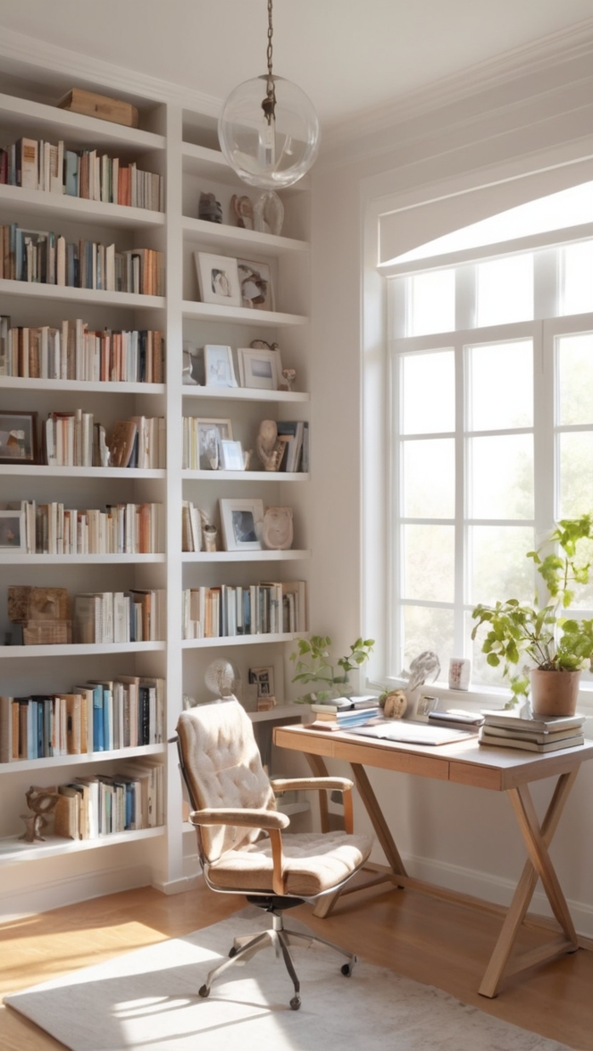 home office design, home library decor, office organization ideas, modern home library, stylish home office