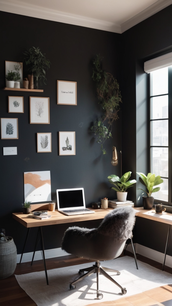 home office decor, home office design, modern home office, minimalist home office, cozy home office