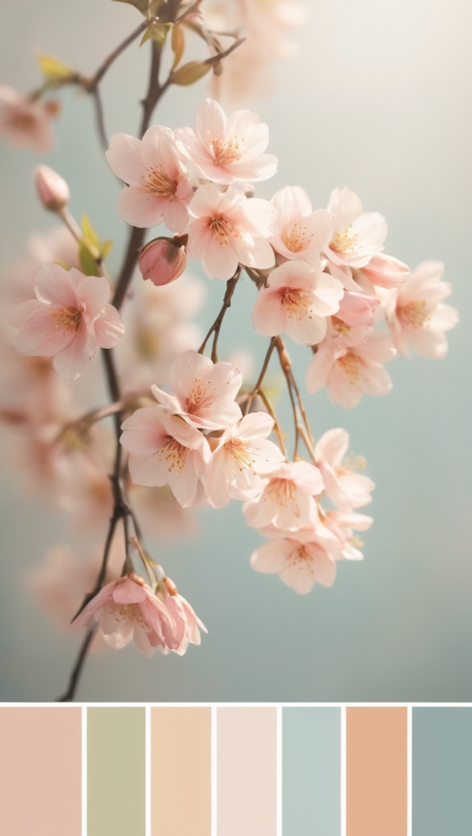 spring color palette, light color scheme, pastel color scheme, soft color palette, gentle hues