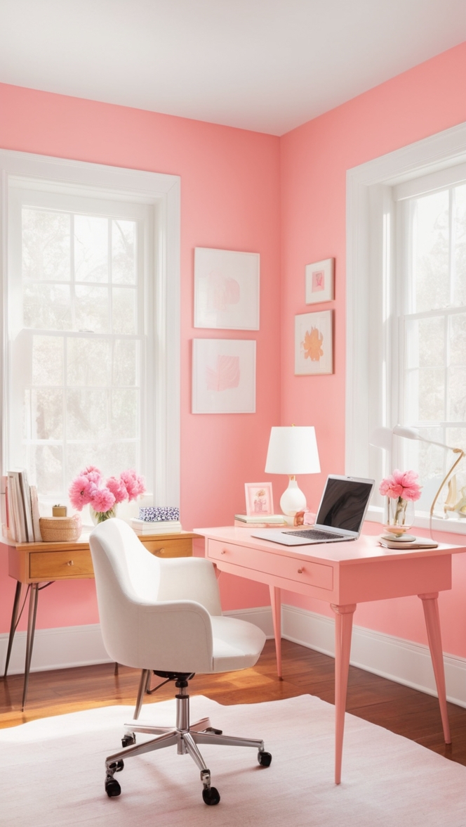 pink office supplies, pink desk chair, pink office decor, pink filing cabinet, pink office accessories