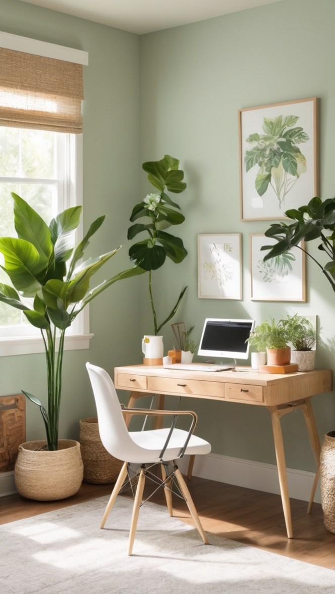 plant decor, home office plants, aesthetic desk plants, indoor plant office decor, stylish work space plants