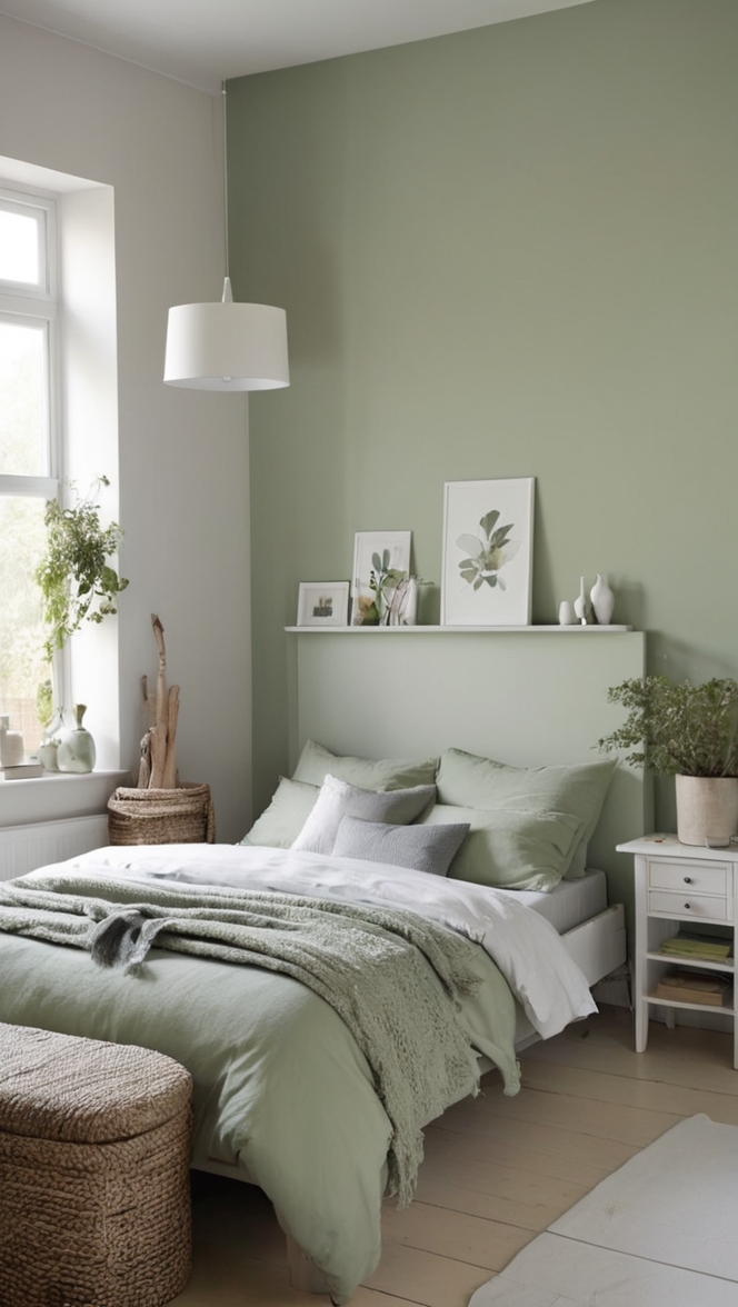 sage green bedroom decor, green and grey bedroom ideas, sage green and grey bedding, grey and sage green bedroom, sage green and grey walls