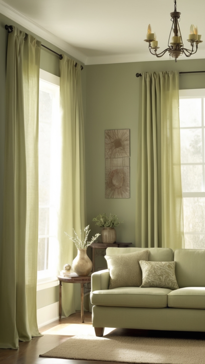 sage green curtains, sage green drapes, living room curtains, luxury curtains, designer curtains