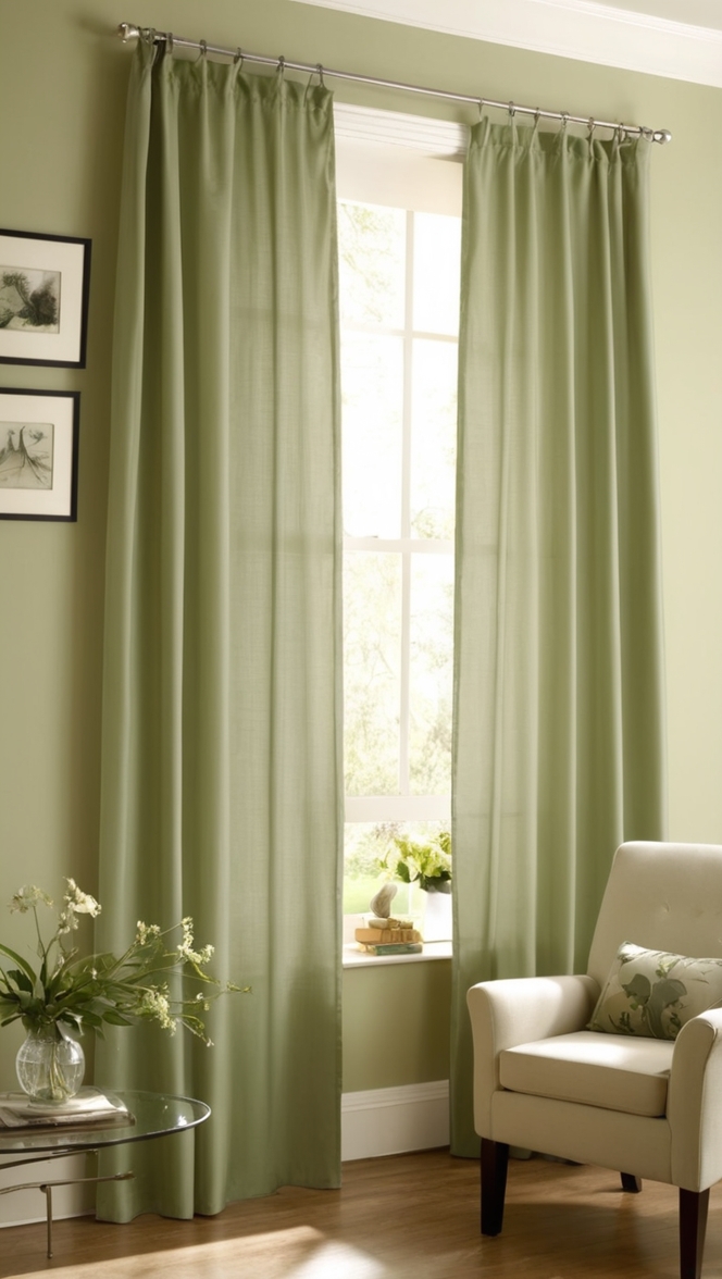 sage green curtains, sage green drapes, living room curtains, luxury curtains, designer curtains