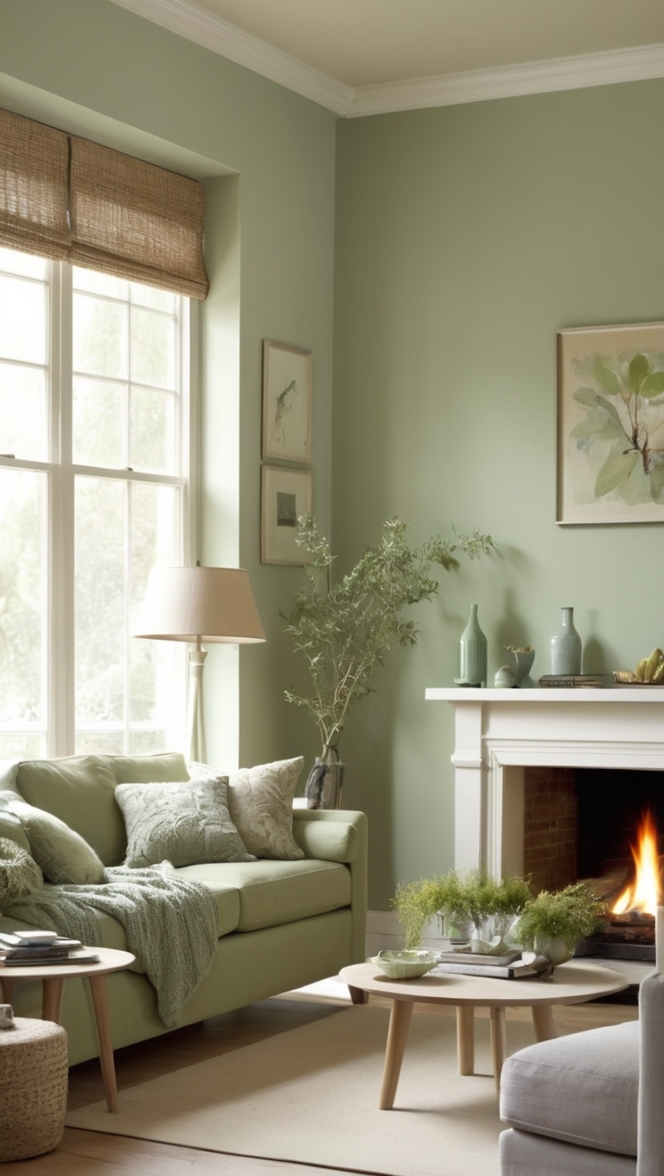 sage green sofa, grey living room decor, sage green walls, grey and sage green, sage green furniture