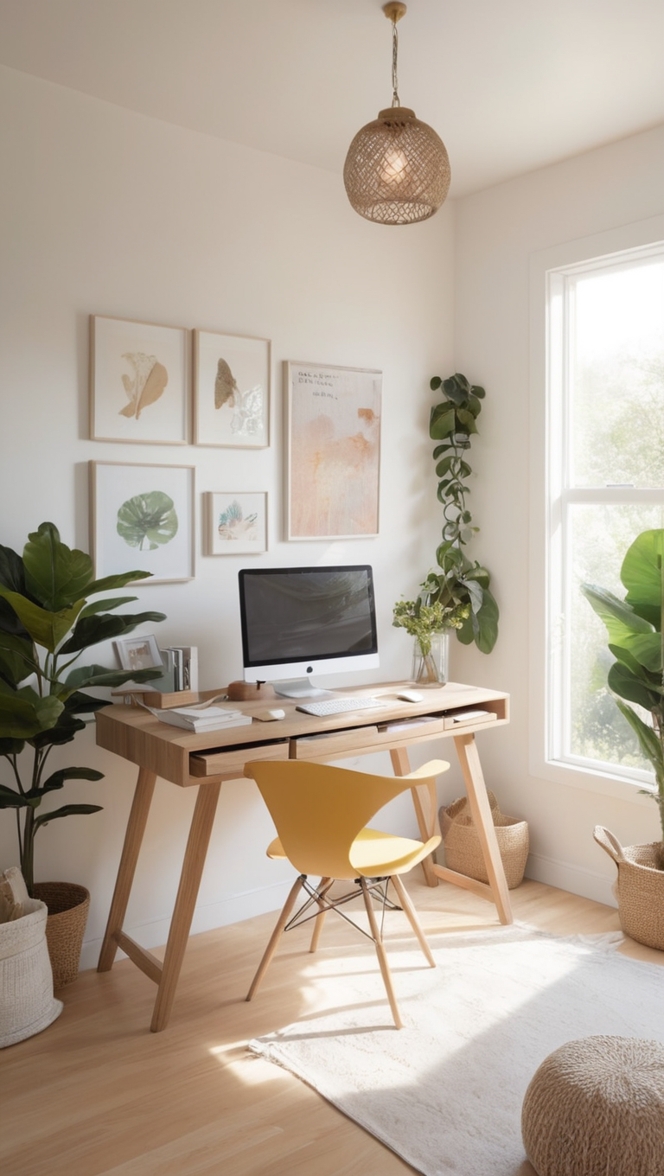 home office decor, stylish workspace, minimalist office design, chic office space, modern home office