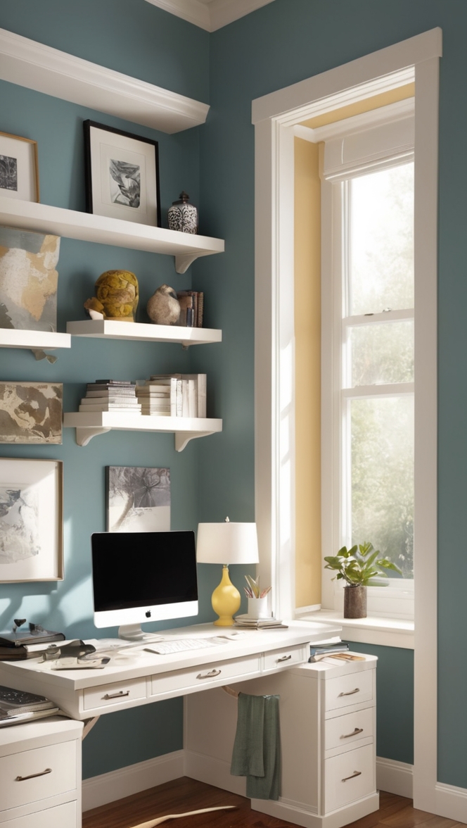 small home office design, modern home office decor, cozy office space, minimalist workspace, stylish work-from-home setup