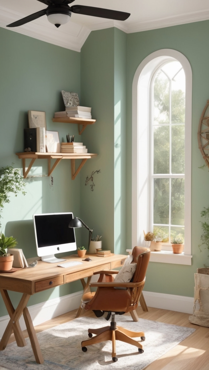 witchy home decor, bohemian office setup, mystical workspace, dark academia aesthetic, pagan desk design