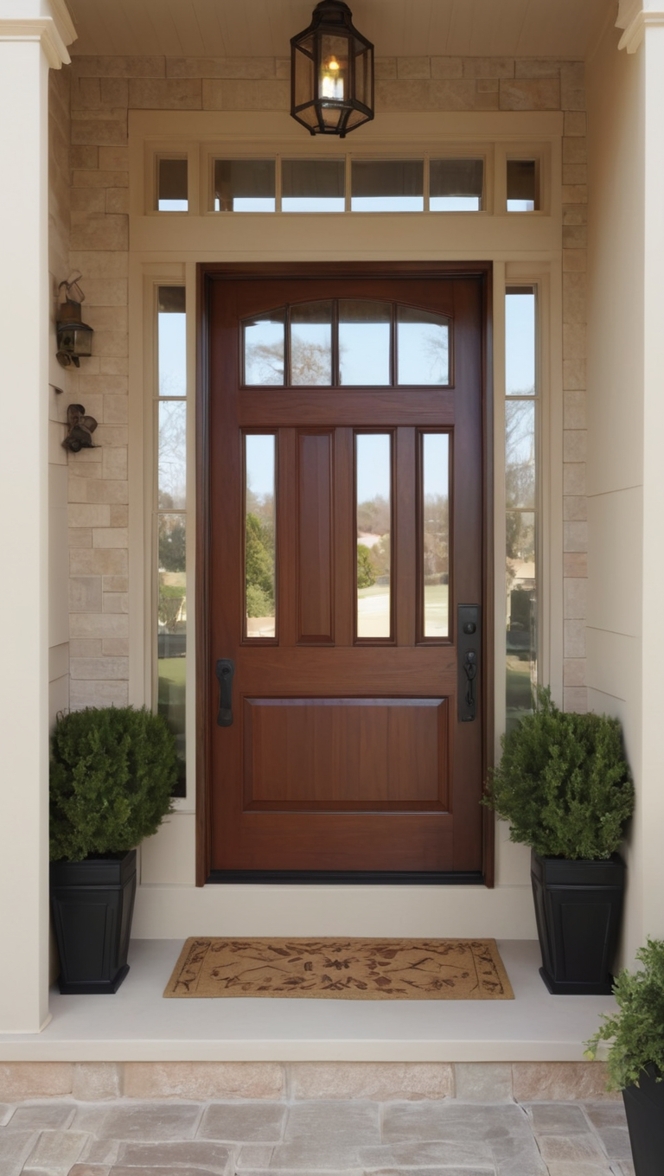 Wooden front door design, Modern wood door, Contemporary entrance door, Custom solid wood door, Traditional wooden entryway