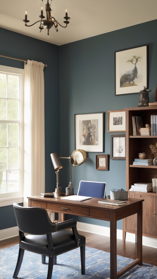 masculine home office decor, dark home office design, masculine office furniture, industrial home office decor, rustic office design