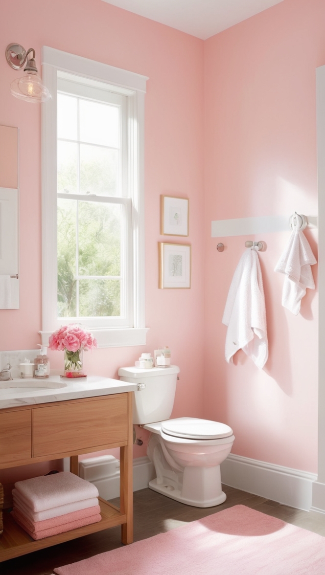 pink bathroom decor, pink bathroom accessories, pink bathroom tiles, vintage pink bathroom, pastel pink bathroom