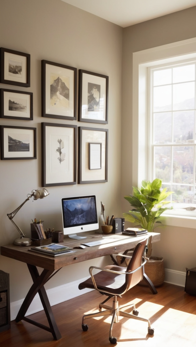 home office furniture, masculine desk, elegant workspace, stylish office decor, modern office design