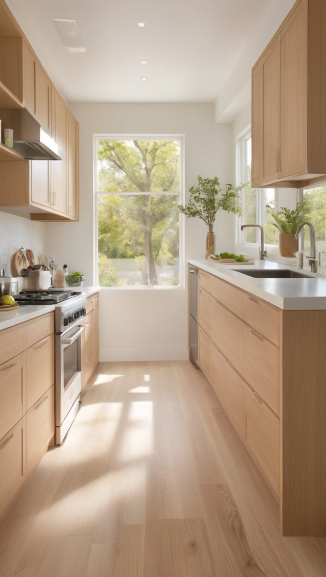 white oak kitchen cabinets, white oak kitchen island, white oak kitchen flooring, white oak kitchen countertops, white oak kitchen design