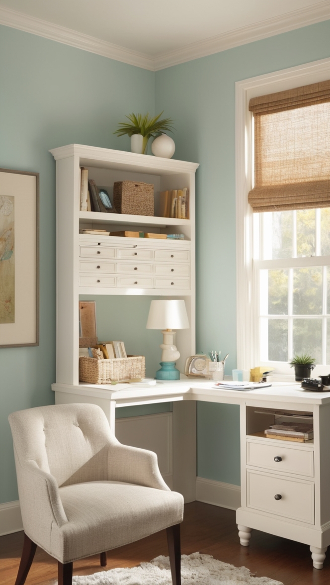 Small office design, Home office decor, Office organization ideas, Work from home setup, Compact office furniture