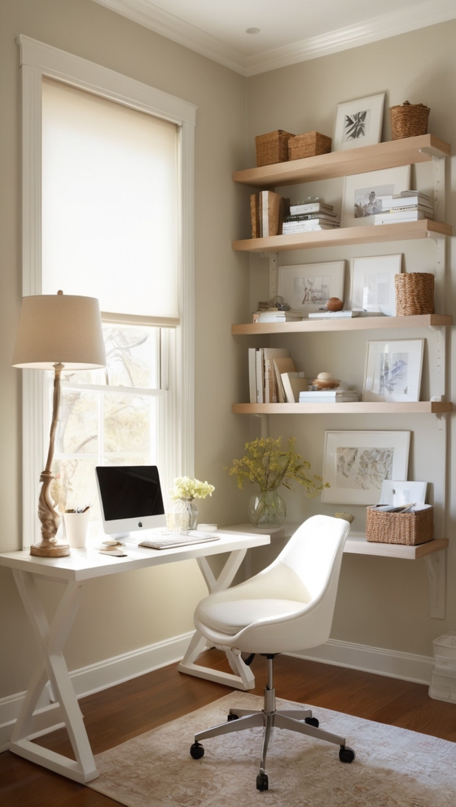 Small office design, Home office decor, Office organization ideas, Work from home setup, Compact office furniture