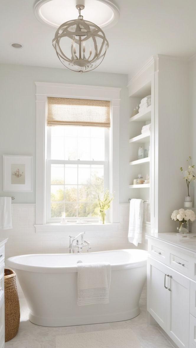 white marble bathroom, luxury white bathroom, modern white bathroom, white tile bathroom, minimalist white bathroom