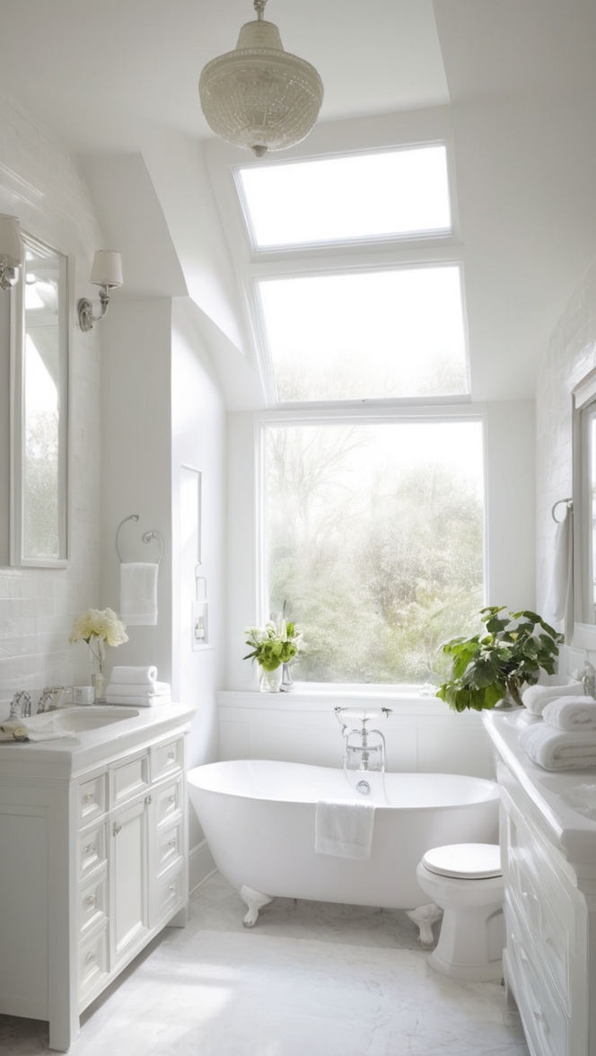 white marble bathroom, luxury white bathroom, modern white bathroom, white tile bathroom, minimalist white bathroom