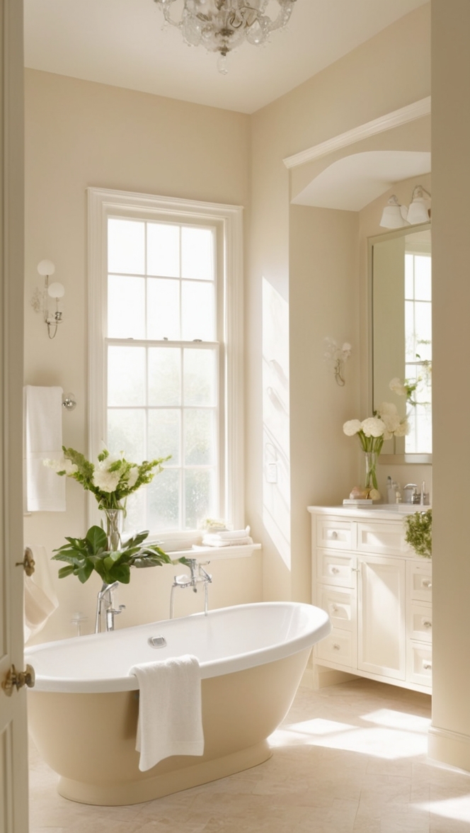 beige bathroom décor, white bathroom tiles, neutral tone bathroom, light colored bathroom, designer bathroom accessories