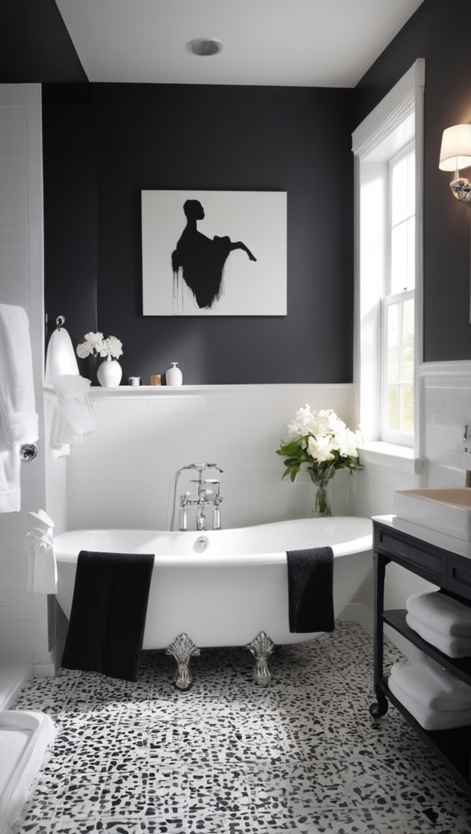 black and white bathroom ideas, modern black and white bathroom decor, black and white bathroom accessories, black and white bathroom design, black and white bathroom tiles