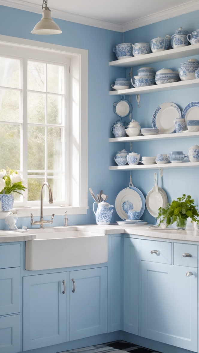 blue kitchen cabinets, white kitchen design, blue and white kitchen decor, modern blue and white kitchen, blue white kitchen ideas