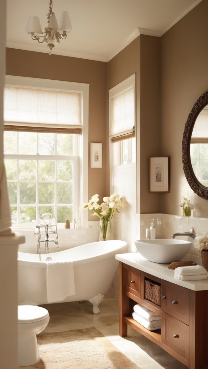 brown and white bathroom tile, brown and white bathroom decor, brown and white bathroom vanity, brown and white bathroom accessories, brown and white bathroom color scheme