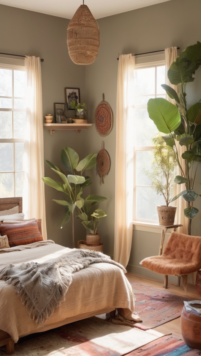 bohemian bedroom decor, bohemian bedroom ideas, earthy bedroom decor, bohemian bedroom furniture, bohemian style bedroom