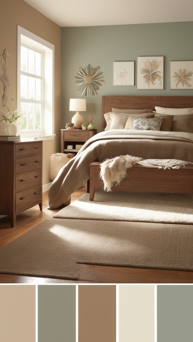 earthy paint colors, cozy bedroom colors, warm bedroom colors, natural bedroom colors, rustic bedroom colors