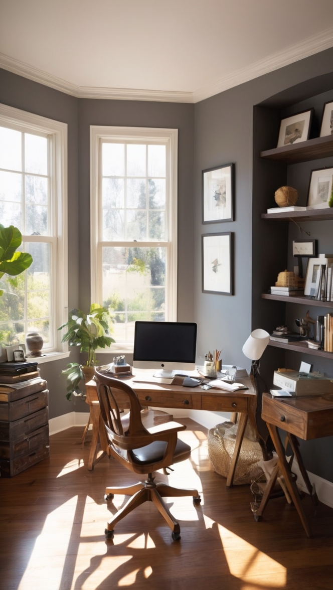 home office furniture, office desk, ergonomic chair, office decor, standing desk