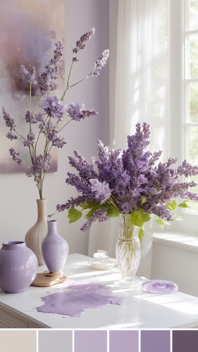 lavender paint colors, lavender decorating ideas, lavender color schemes, lavender interior design, lavender home decor