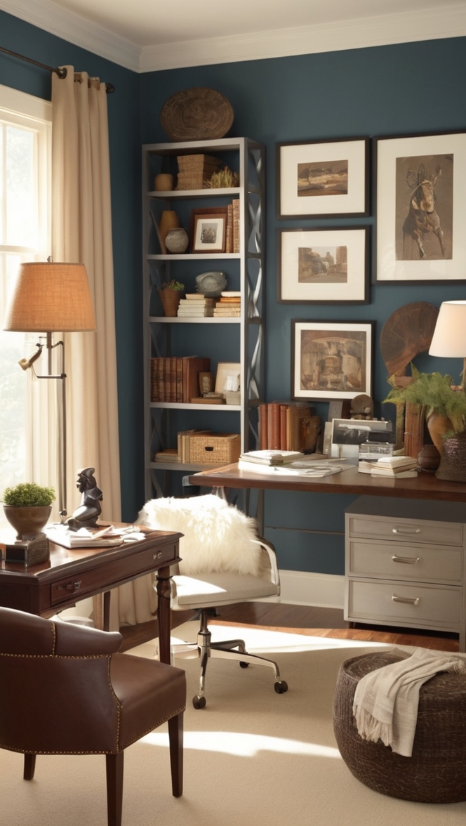 men's office decor, modern home office design, masculine office furniture, stylish home office, contemporary workspace