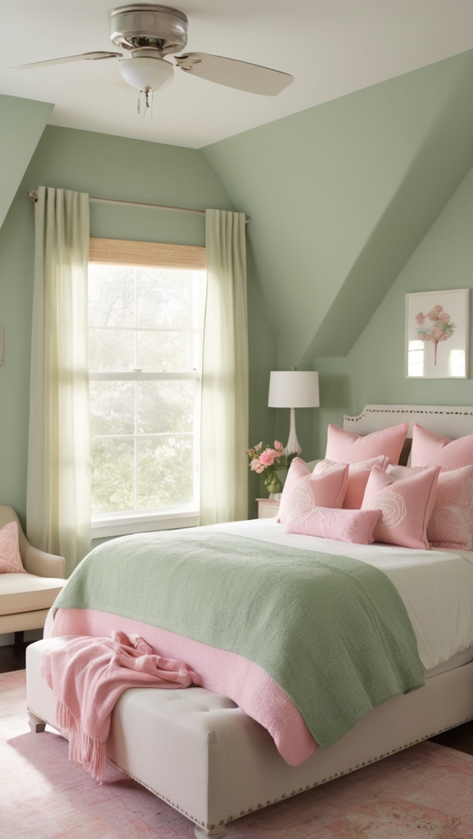 sage green decor, pink bedroom, bedroom design ideas, luxury bedroom decor, elegant bedroom design