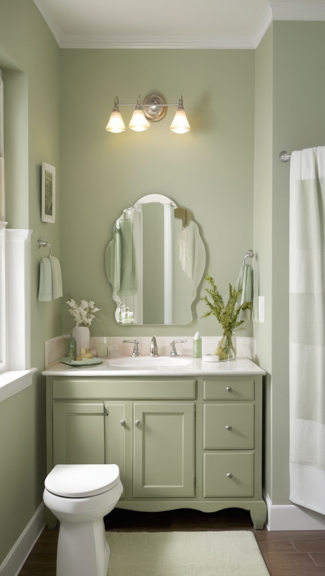 sage green bathroom ideas, sage green color scheme, white and green bathroom decor, sage green bathroom accessories, green and white bathroom tiles