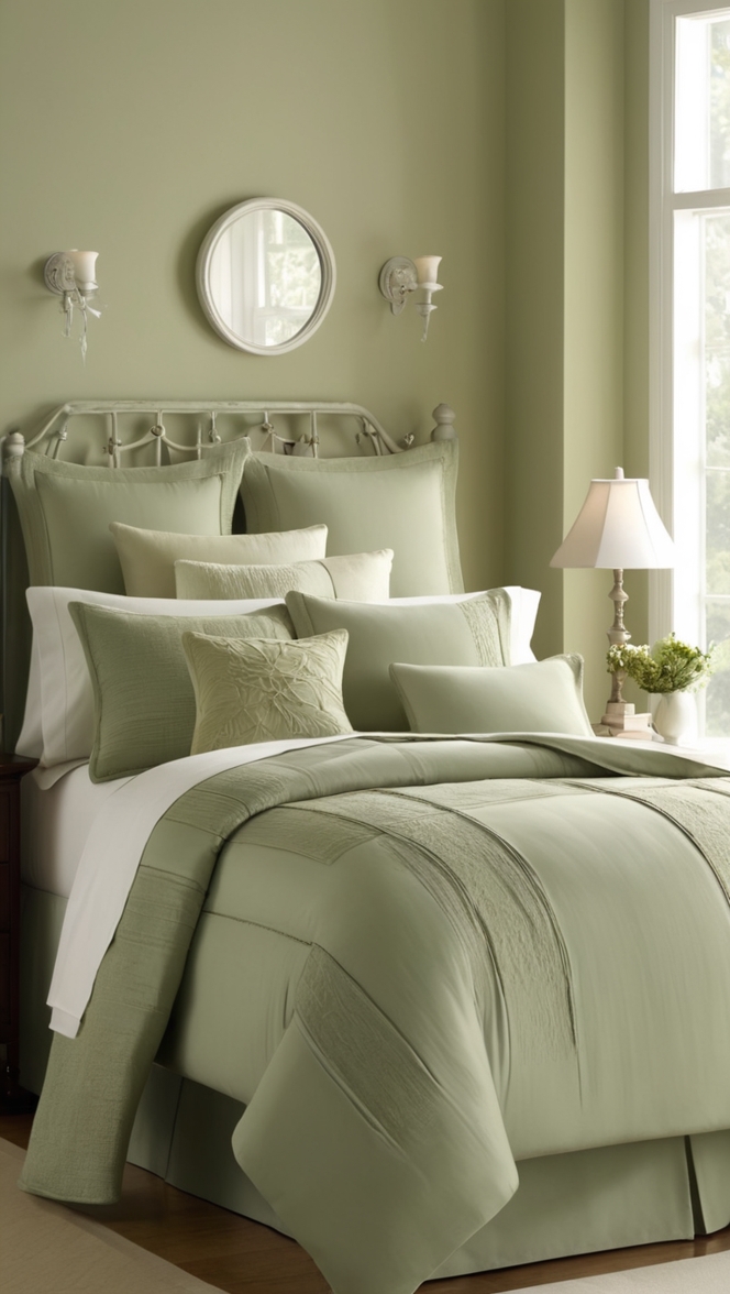 sage green bedding set, sage green duvet cover, sage green comforter set, sage green bedspread, sage green quilt