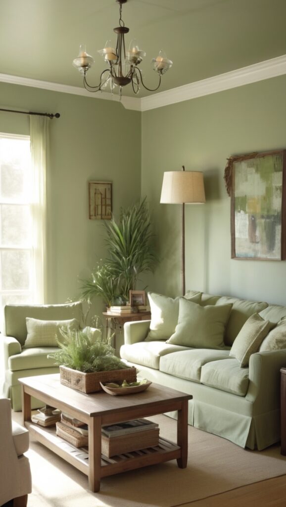 How can I incorporate sage green pillows in my living room ...
