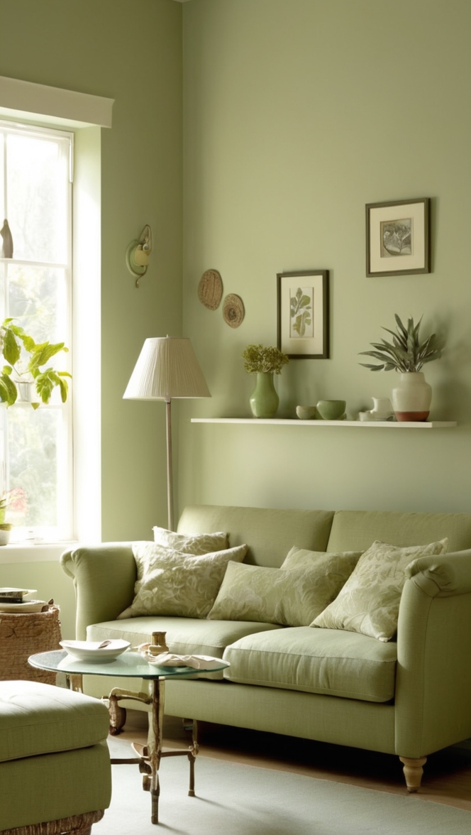 sage green walls, small living room decor, interior design small spaces, small living room furniture, cozy living room ideas