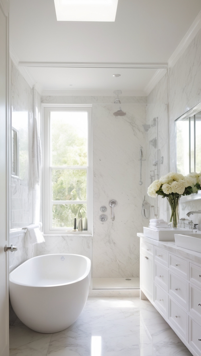 white marble flooring, luxury bathroom designs, marble vanity tops, modern marble bathroom, elegant bathroom decor