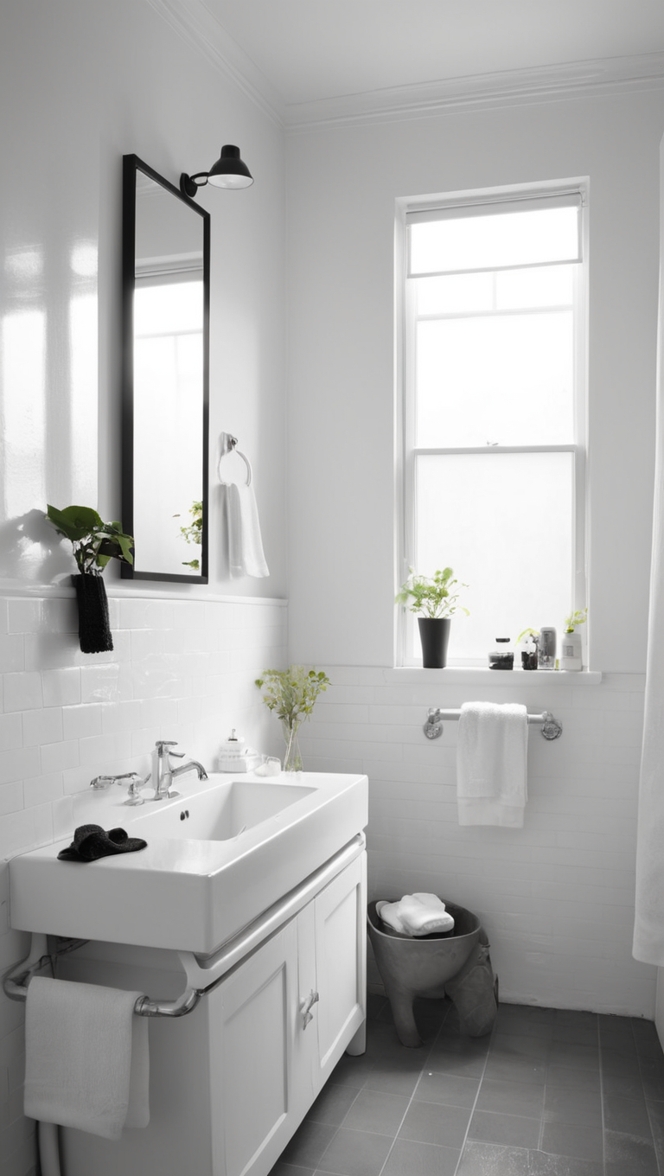 bathroom sink black, white bathroom tiles, black and white bathroom decor, black and white bathroom ideas, bathroom vanity black
