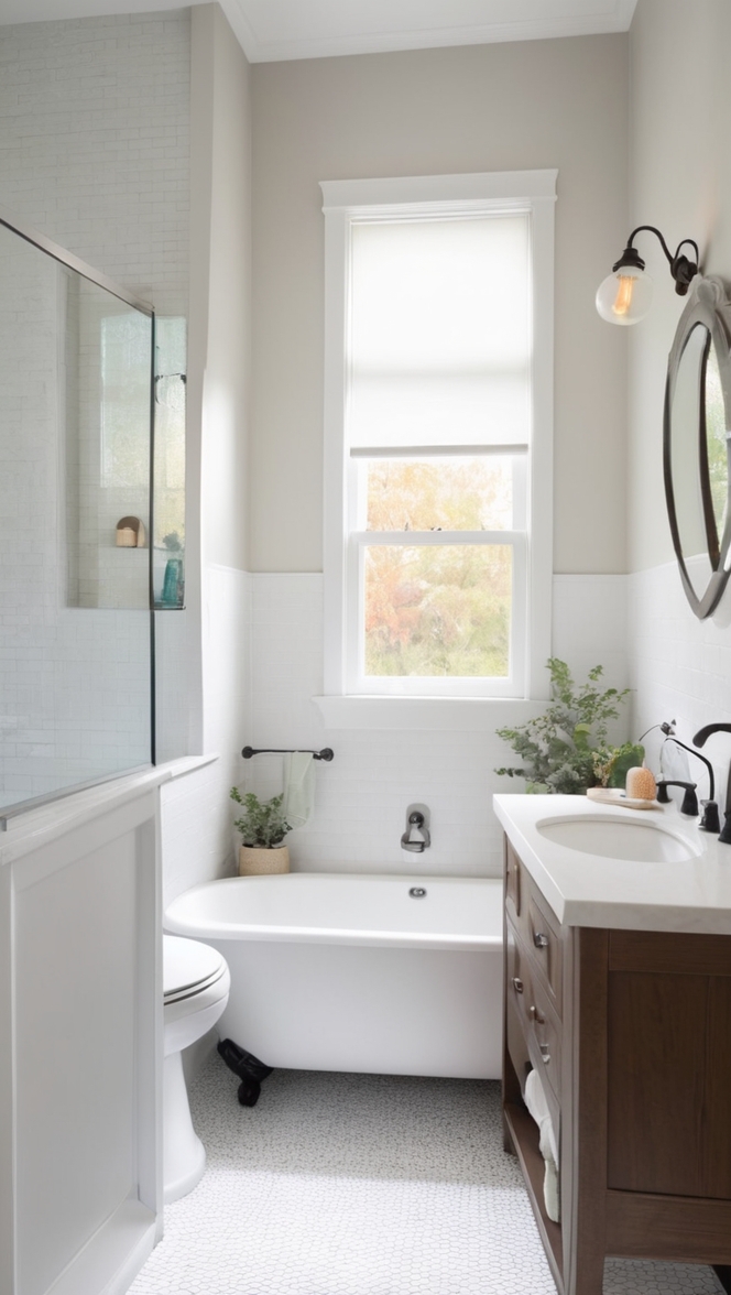 black and white mosaic bathroom, black and white penny tile floor, black and white subway tile bathroom, black and white hexagon tile bathroom, black and white vintage tile bathroom