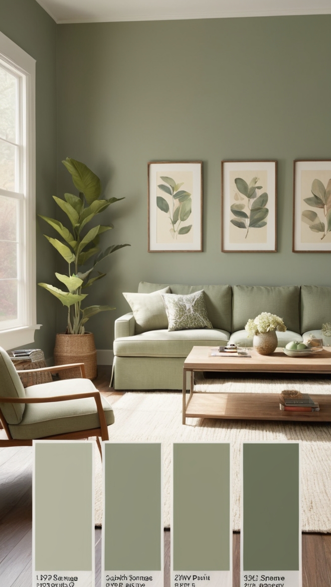 dark green living room decor, sage green interior design, luxury green living room, contemporary green living space, elegant green home design