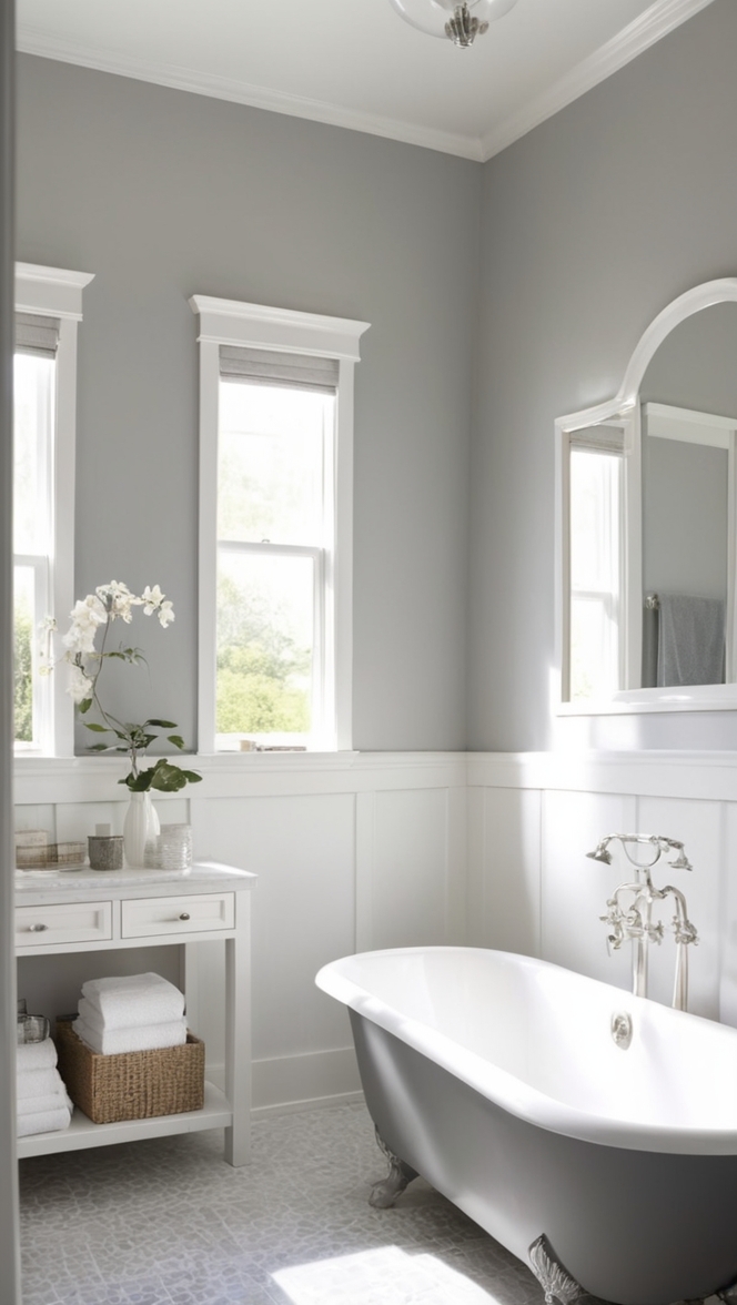 modern bathroom designs, grey and white decor, contemporary bathroom ideas, stylish bathroom renovation, elegant grey bathroom