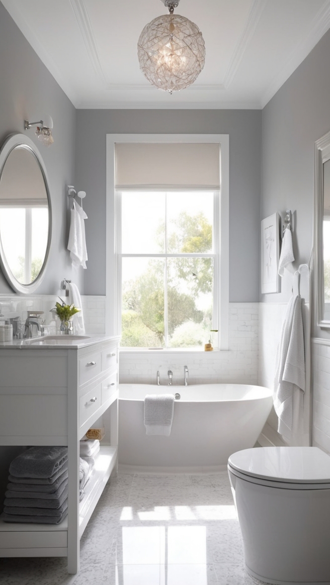 modern bathroom designs, grey and white decor, contemporary bathroom ideas, stylish bathroom renovation, elegant grey bathroom