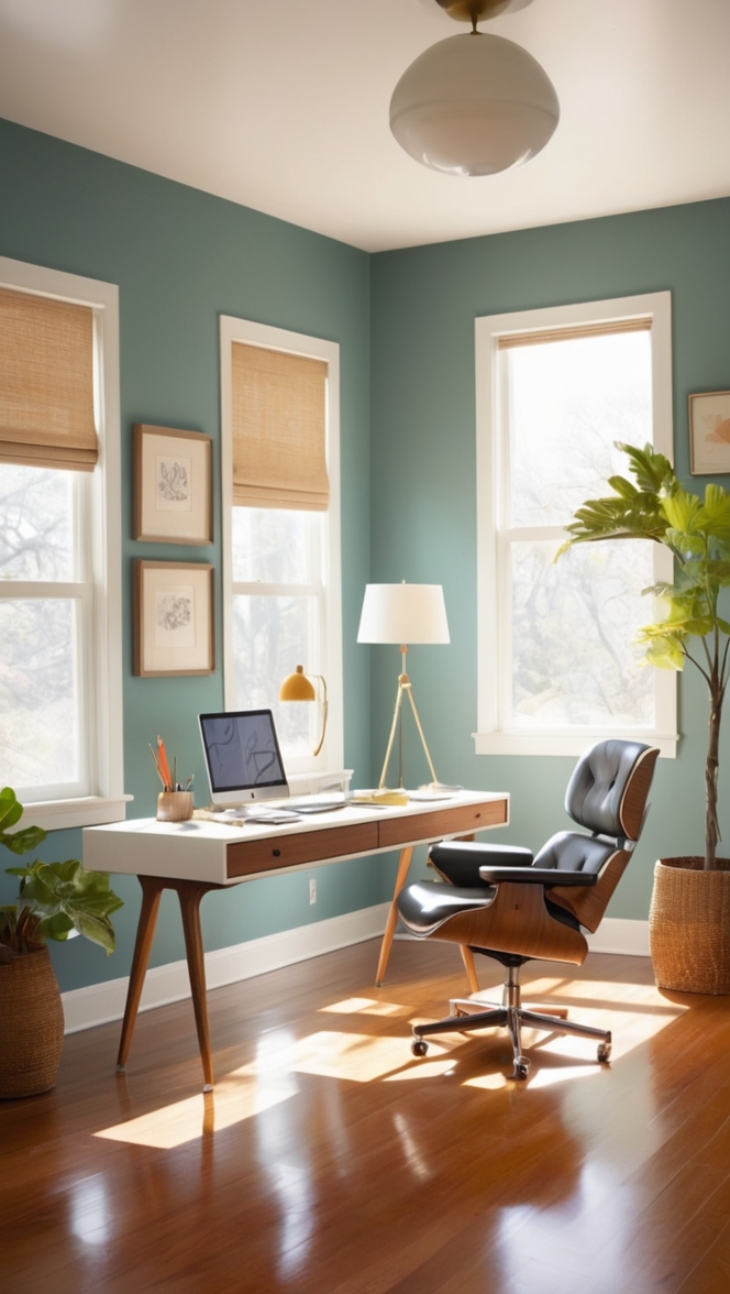 mid century modern desk,
mid century modern chair,
modern home office furniture,
mid century style office,
retro office decor