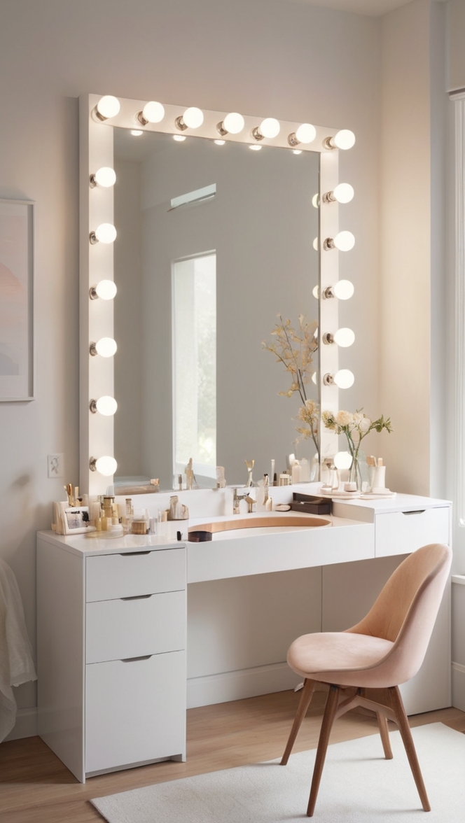 vanity table, makeup vanity, bedroom vanity, modern vanity, small vanity