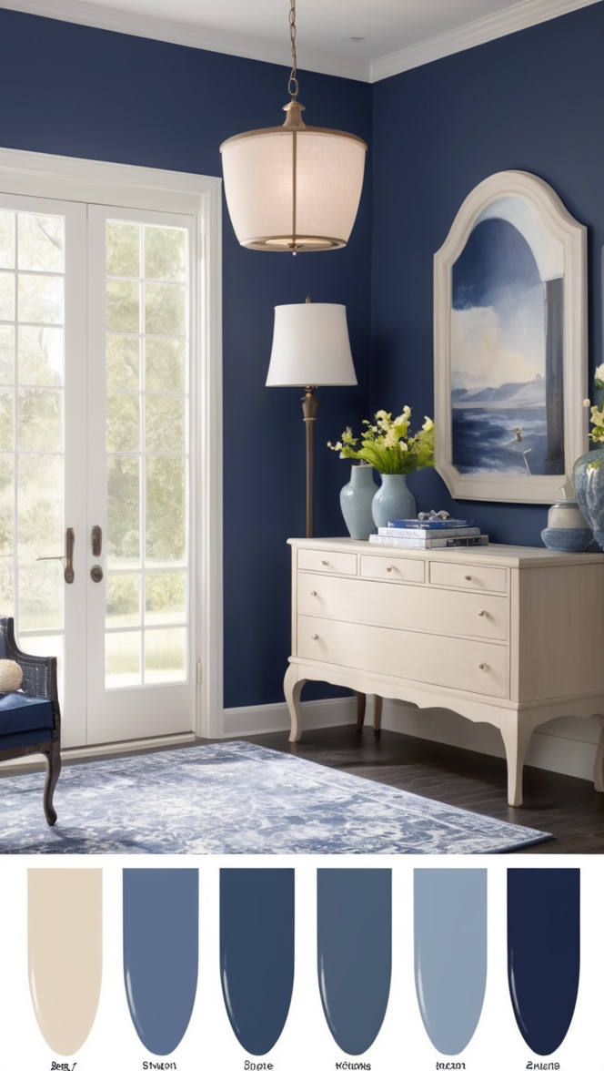 navy blue paint, navy blue bedroom, navy blue color scheme, navy blue living room, navy blue interior design