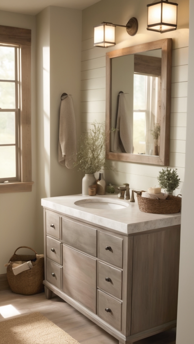 rustic vanity, farmhouse style, bedroom decor, rustic furniture, wooden vanity