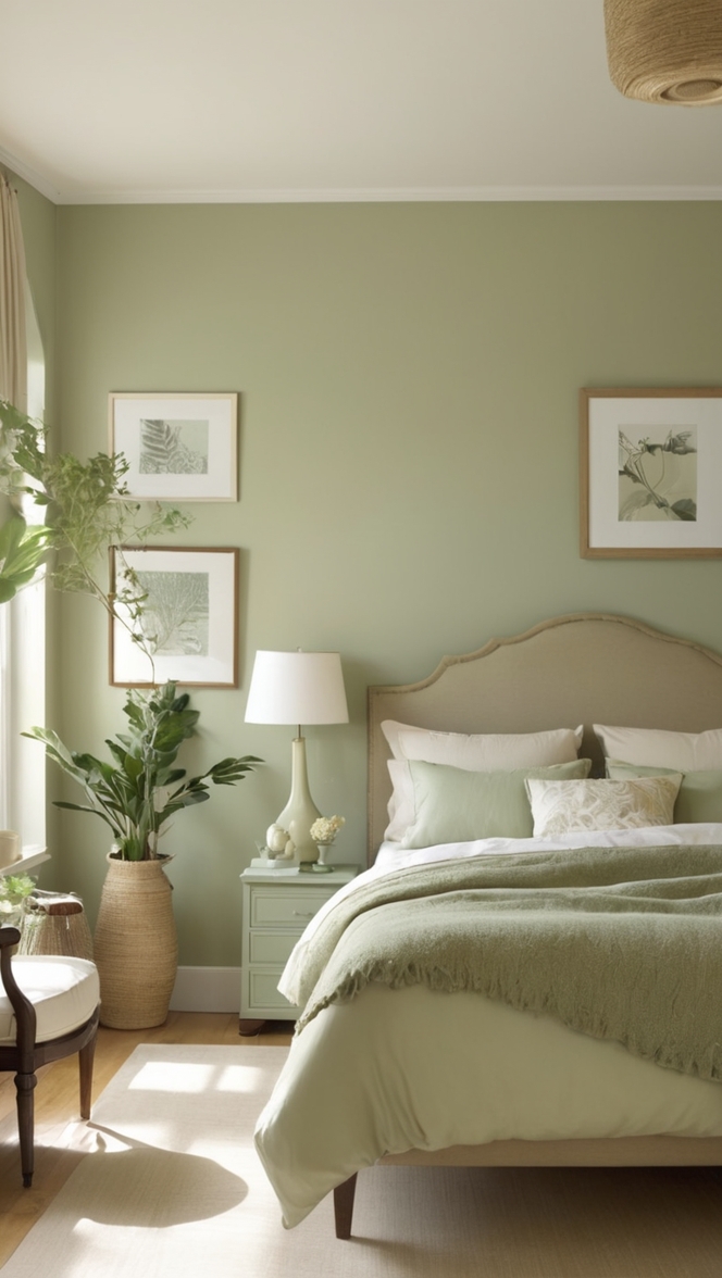 sage green bedroom decor, sage green bedroom ideas, beige bedroom accessories, beige and green bedroom, sage green paint for bedroom