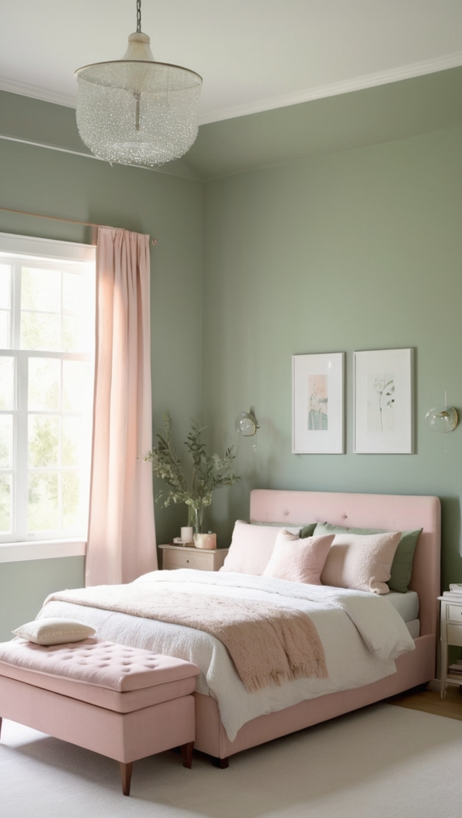 sage green bedding, blush pink decor, bedroom design ideas, elegant home accessories, cozy bedding essentials
