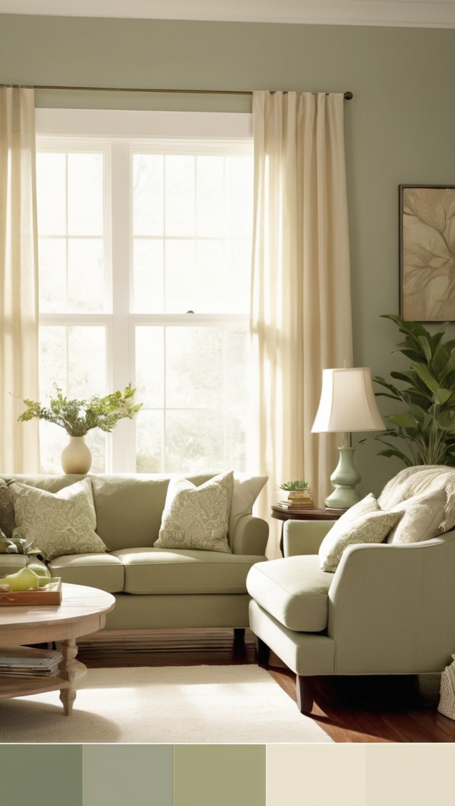 sage green decor, cream living room ideas, elegant sage green, classic cream interior, modern green and cream