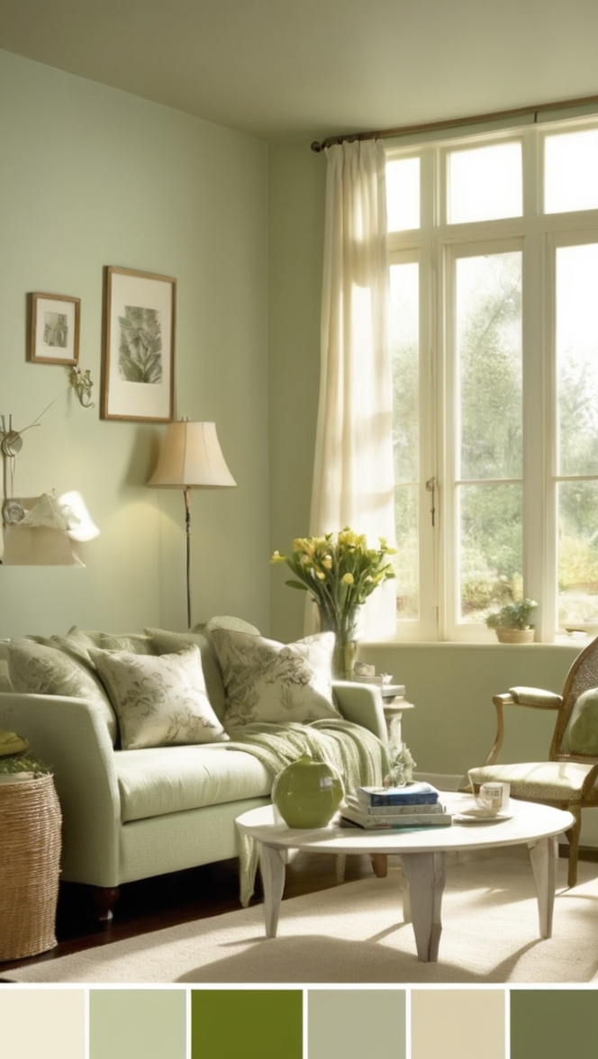 sage green decor, cream living room ideas, elegant sage green, classic cream interior, modern green and cream