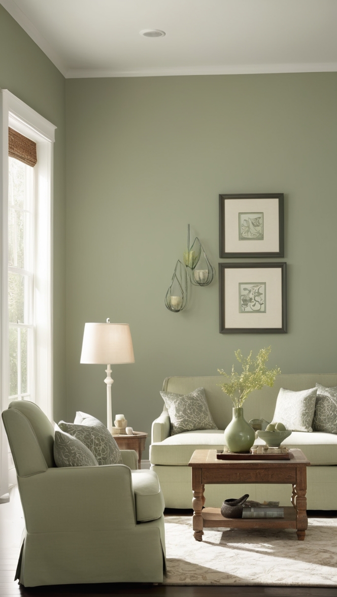 sage green paint colors, grey living room decor, modern sage green, elegant grey interior, stylish home accessories